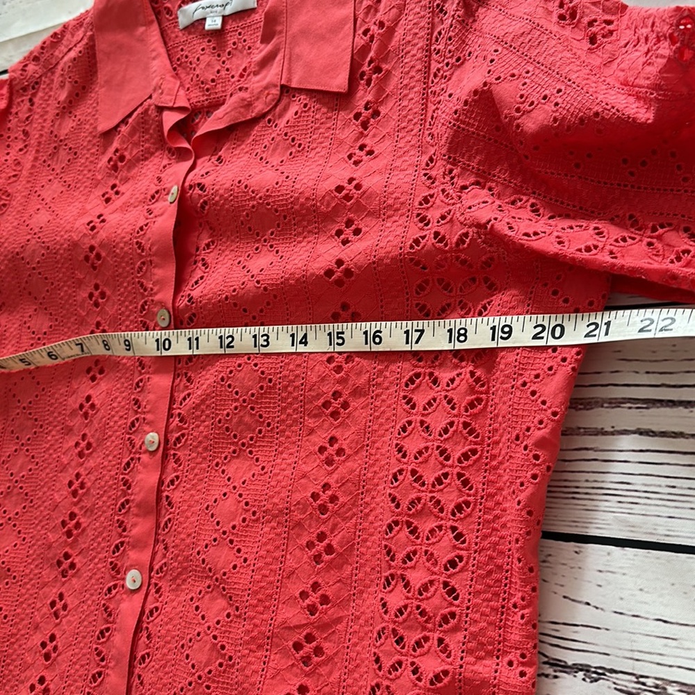 Coral Eyelet Button Down - image 4